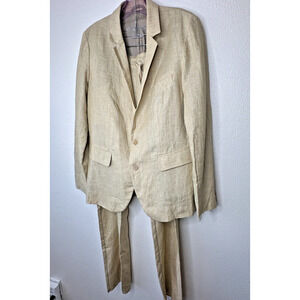 NWT BLESS 2-Piece Tan Pastel Melange 100% Linen Sakko Shirt & Linen Pants Medium